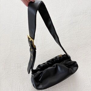 MW Most Wanted Faux‎ Leather Ruched Shoulder Bag, Black